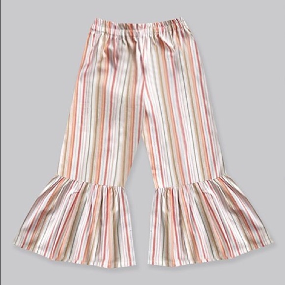 Girls Sunset Pallet Stripe Boho Ruffle Pants